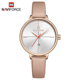 NAVIFORCE Nieuwe Dames Quartz Horloge Waterdicht Datum Fashion Horloges Casual Lederen Band Elegante Vrouwelijke Klok Montre femme