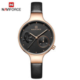 Vrouwen Horloges NAVIFORCE Top Brand Luxe Quartz Horloge Dames Lederen Datum Klok Mode Dial Ontwerp Dunne Vrouwelijke Horloge