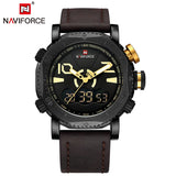 NAVIFORCE Top Merk Mannen Casual Sport Horloges Mens LED Analoge Klok Man Militaire Lederen Waterdicht Polshorloge Relogio Masculino