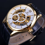 Forsining Fashion Casual Ontwerp Wit Golden Case Mannen Horloges Topmerk Luxe Klok Mannen Mechanische Horloge Gouden Horloge Mannen Horloge