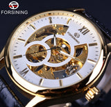 Forsining Fashion Casual Ontwerp Wit Golden Case Mannen Horloges Topmerk Luxe Klok Mannen Mechanische Horloge Gouden Horloge Mannen Horloge