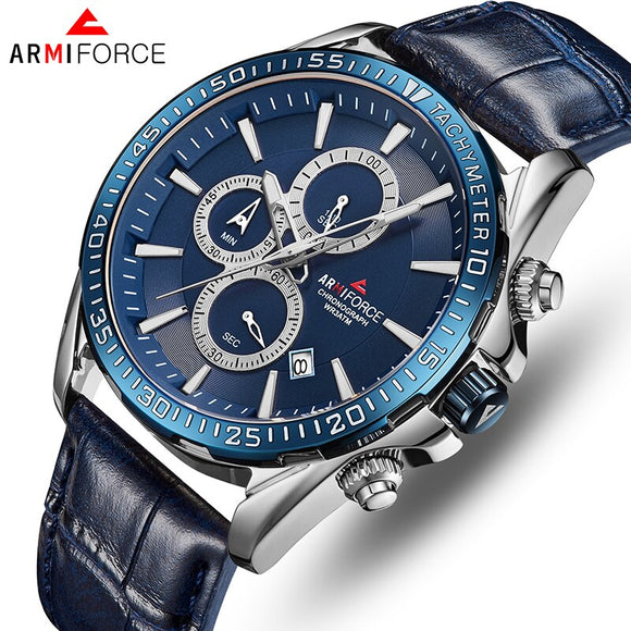 ARMIFORCE Top Brand Mannen Horloges Lederen Sport Horloges Quartz heren Horloge Mannelijke Datum Waterdicht mens Klok Relogio Masculino