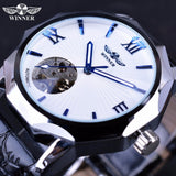 Winnaar Blauw Handen Ontwerp Transparant Skelet Kleine Mode Dial Display Heren Horloges Topmerk Luxe Automatische Fashion Horloges