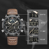 Heren Horloges Top Luxe Merk NAVIFORCE Mode Sport Horloge Mannen Digitale Quartz Klok Man Lederen Militaire Waterdicht Horloge