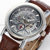 Winnaar Skeleton Man Relogio Masculino Luxe Automatische Horloge Designer Analoge Lederen Casual Horloge Militaire Mannen Mechanisch Horloge