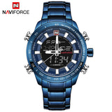 2018 Mannen Horloges NAVIFORCE Luxe Brand Militaire Sport Horloge Mannen Vol Staal Quartz Digitale Analoge Klok Relogio Masculino