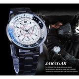 Jaragar Fashion Drie Kleine Wijzerplaat Datum Week Uur Display Zwarte Armband mannen Automatische Horloges Lichtgevende Handen Militaire Klok