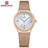 NAVIFORCE Elegante Dame Quartz Horloge Waterdicht Unieke Ontwerp Vrouwelijke Horloge Rose Gold Luxe Vrouwelijke Klok Klassieke Reloj Mujer