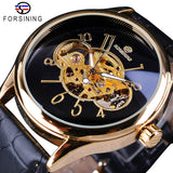 Forsining Skeleton Wit Golden Display Lichtgevende Handen heren Mechanische Horloge Transparant Case Opengewerkte relogio masculino