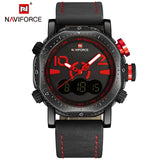 NAVIFORCE Top Merk Mannen Casual Sport Horloges Mens LED Analoge Klok Man Militaire Lederen Waterdicht Polshorloge Relogio Masculino