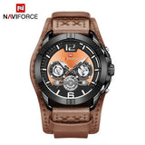 NAVIFORCE Nieuwe Mannen Quartz Horloge Creative Dial Datum Fashion Horloges Militaire Leer Waterdicht Mannelijke Klok Relogio Masculino