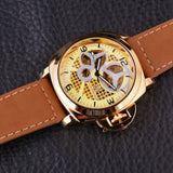 Forsining windmolen designer bruin suede strap golden bezel militaire casual serie automatische horloge heren horloges topmerk luxe