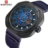 2018 NAVIFORCE Top Merk Mannen Sport Quartz Horloge mannen Waterdichte Blauw Lederen Horloges Mannelijke 24 Uur Datum Klok Relogio masculino