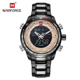 2018 Mannen Horloges NAVIFORCE Luxe Brand Militaire Sport Horloge Mannen Vol Staal Quartz Digitale Analoge Klok Relogio Masculino