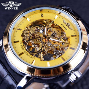 Winnaar 4 Ring Designer Transparante Case Back Skeleton Winnaar Logo Carving Heren Horloge Topmerk Luxe Mechanische Horloge Klok Mannen