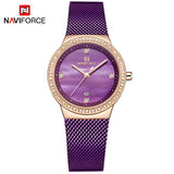 Top Brand NAVIFORCE Mode Vrouwen Quartz Horloge Roestvrij Staal Mesh Jurk Lady Klok Waterdicht Datum Casual Montre Femme