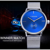 Winnaar 2019 Fashion Blauw Display Zilver Mesh Riem Transparante Dial heren Mechanische Horloges Top Merk Luxe Waterdichte