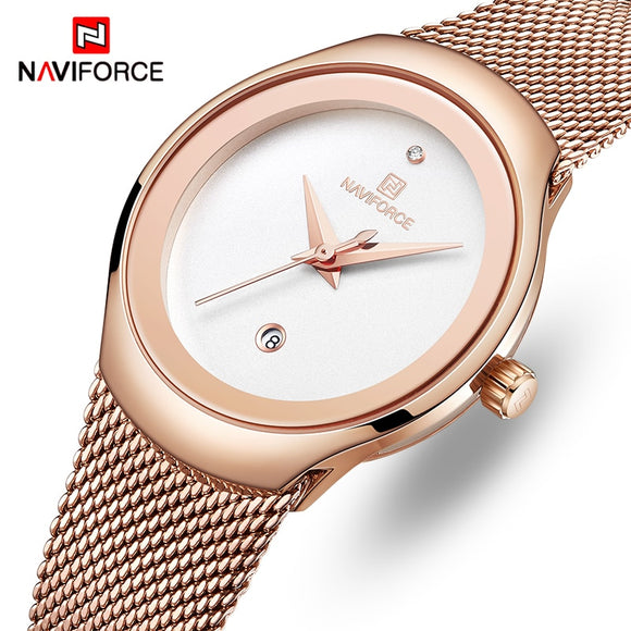 NAVIFORCE Vrouwen Horloges Top Brand Luxe Rvs Dames Horloge Vrouwen Mode Quartz Klok Reloj Mujer Relogio Feminino