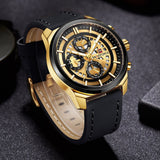 NAVIFORCE Mannen Gold Quartz Horloge mannen Mode Leger Sport Horloges Mannelijke 24 Uur Lederen Waterdichte Klok Relogio Masculino