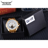 Jaragar Golden Rvs Tourbillion Ontwerp Kalenderweergave Heren Horloges Top Brand Luxe Automatische Mechanische Horloge