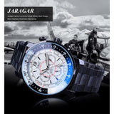 Jaragar Fashion Drie Kleine Wijzerplaat Datum Week Uur Display Zwarte Armband mannen Automatische Horloges Lichtgevende Handen Militaire Klok