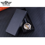 Winnaar Black Golden Retro Lichtgevende Handen Mode Diamant Display Mens Mechanisch Skeleton Horloges Topmerk Luxe Klok