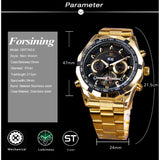 Forsining mannen Mechanische Horloge Top Merk Luxe Gouden Armband Horloge Kalender Display Zwarte Wijzerplaat Tourbillion Ontwerp