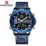 NAVIFORCE Luxe Merk mannen Lederen Waterdichte Quartz Horloge Mannen Militaire Sport Datum LED Horloges Mannelijke Klok Relogio Masculino