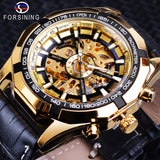 Forsining Top Merk mannen Mechanisch Horloge Automatische Skeleton Golden Mode Lederen Mannelijke Klok Relogio Masculino Drop Shipping