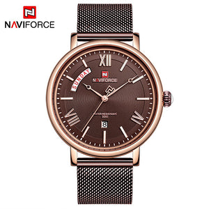 NAVIFORCE Top Merk Mannen Mode Quartz Horloge Heren Waterdicht Roestvrij Staal Mesh Horloge Kalender Casual Relogio Masculino