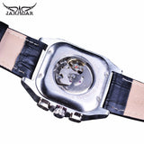 Jaragar Retro Luxe Klassiek Design Lederen Riem 3 Wijzerplaat Romeinse Aantal Mannen Automatische Horloge Top Merk Mechanische Horloge