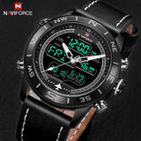 2018 Mannen Horloges NAVIFORCE Top Luxe Merk Lederen Quartz Horloge Mannen Mode Dual Display Sport Digitale Klok Relogio Masculino