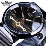 Winnaar 2019 Fashion Black Golden Mesh Riem Waterdichte Lichtgevende Handen Mechanische Horloges Topmerk Luxe Klok