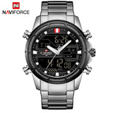 NAVIFORCE Luxe Merk mannen Militaire Sport Horloge Mannen Mode Leger Quartz Horloges Mannelijke Rvs LED Analoge Digitale Klok