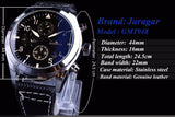 Jaragar Navigator Mode Serie Kalender Display 3 wijzerplaat 6 Handen Horloges Lederen Band Mannen Luxe Merk Automatische Horloge