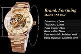 Forsining retro gouden serie transparante case 3d logo rvs heren horloges topmerk luxe mechanische skelet horloges