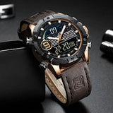 NAVIFORCE Luxe Merk mannen Lederen Waterdichte Quartz Horloge Mannen Militaire Sport Datum LED Horloges Mannelijke Klok Relogio Masculino