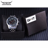 Jaragar Militaire Avigator Serie Zilveren Roestvrij Staal Lichtgevende Hand Mannen Horloge Top Brand Luxe Automatische Mechanische Horloge