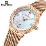 NAVIFORCE Elegante Dame Quartz Horloge Waterdicht Unieke Ontwerp Vrouwelijke Horloge Rose Gold Luxe Vrouwelijke Klok Klassieke Reloj Mujer