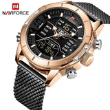 2019 NAVIFORCE Nieuwe Mannen Dual Display Quartz Horloge LED Digitale Mode Mannelijke Klok Kalender Casual Horloges Relogio Masculino