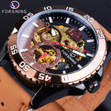 Forsining mannen Horloge 2019 Nieuwe Automatische Echt Bruin Lederen Riem Riem Skelet Waterdichte Sport Mechanische Militaire Horloges