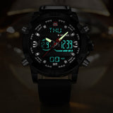 Naviforce luxe merk mannen sport lederen horloges mannen quartz digitale led klok mannelijke militaire polshorloge relogio masculino