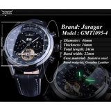 Jaragar Sport Horloges Toubillion Ontwerp Kalender Maand Week Display Zwarte Mens Mechanische Automatische Horloges Lichtgevende Handen Klok