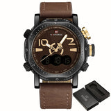 Horloges mannen top luxe merk  NAVIFORCE waterdichte digitale quartz klok mannelijke mode lederen sport polshorloge relogio masculino