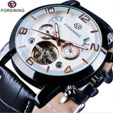 Forsining Tourbillion Zwart Gouden Wave Dial Fashion Casual Ontwerp Mannen Horloge Top Brand Mechanische Automatische Horloge Voor Mannen