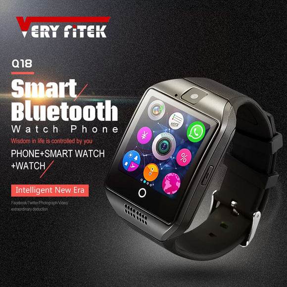 VERYFiTEK Bluetooth Smart Horloge Mannen Vrouwen Smartwatch Q18 Relogio Ondersteuning TF Sim Card Camera voor Android Telefoon Passometer Horloges