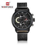 NAVIFORCE Topmerk Mannen Mode Lederen Sport Horloges mannen Waterdichte Datum Quartz Polshorloge Mannelijke Leger 24 Uur Analoge klok