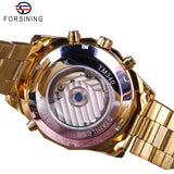 Forsining mannen Mechanische Horloge Top Merk Luxe Gouden Armband Horloge Kalender Display Zwarte Wijzerplaat Tourbillion Ontwerp