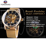 Forsining Transparant Case 2017 Mode 3D Logo Graveren Golden Rvs Mannen Mechanische Horloge Top Merk Luxe Skelet