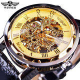 Winnaar Retro Classic Golden Dial Speciale Volledige Black Case Bezel Mannen Horloge Topmerk Luxe Designer Mechanisch Horloge Montre Homme